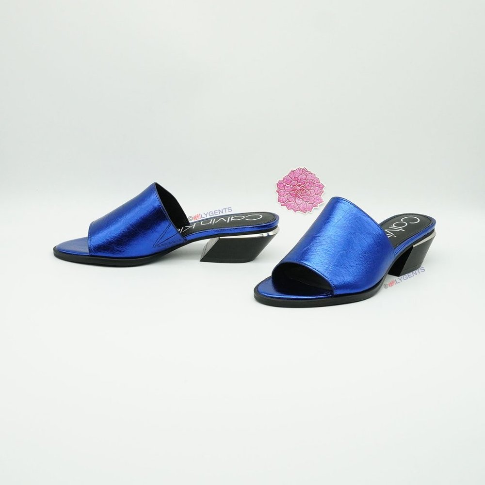 Calvin Klein Blue 6M Leather Mule NEW